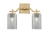 Corbin 2 Light Bath Bar, New Age Brass Finish, 3.5" Square Smoke Bubble Glass (2312-NAB-542)