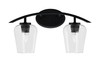 Kurve 2 Light Bath Bar, Matte Black Finish, 5" Clear Bubble Glass (3722-MB-210)