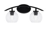 Kurve 2 Light Bath Bar, Matte Black Finish, 5.75" Clear Bubble Glass (3722-MB-4100)