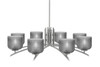 Kurve 8 Light Chandelier, Graphite Finish, 6" Smoke Textured Glass (3708-GP-4612)