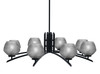 Kurve 8 Light Chandelier, Matte Black Finish, 6" Smoke Textured Glass (3708-MB-4622)