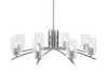 Kurve 8 Light Chandelier, Graphite Finish, 4" Clear Bubble Glass (3708-GP-300)