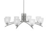 Kurve 8 Light Chandelier, Graphite Finish, 5" Clear Ribbed Glass (3708-GP-500)