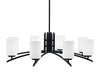 Kurve 8 Light Chandelier, Matte Black Finish, 4" White Muslin Glass (3708-MB-310)