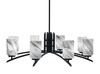 Kurve 8 Light Chandelier, Matte Black Finish, 4" Onyx Swirl Glass (3708-MB-3009)