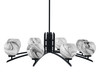Kurve 8 Light Chandelier, Matte Black Finish, 5.75" Onyx Swirl Glass (3708-MB-4109)