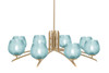 Kurve 8 Light Chandelier, New Age Brass Finish, 6" Turquoise Textured Glass (3708-NAB-4605)