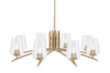 Kurve 8 Light Chandelier, New Age Brass Finish, 5" Clear Bubble Glass (3708-NAB-210)
