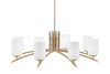 Kurve 8 Light Chandelier, New Age Brass Finish, 4" White Muslin Glass (3708-NAB-310)