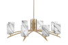 Kurve 8 Light Chandelier, New Age Brass Finish, 4" Onyx Swirl Glass (3708-NAB-3009)