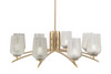 Kurve 8 Light Chandelier, New Age Brass Finish, 5" Silver Textured Glass (3708-NAB-4253)