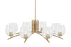 Kurve 8 Light Chandelier, New Age Brass Finish, 6" Clear Bubble Glass (3708-NAB-4810)