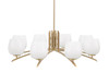 Kurve 8 Light Chandelier, New Age Brass Finish, 6" White Marble Glass (3708-NAB-4811)