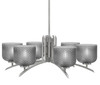 Kurve 6 Light Chandelier, Graphite Finish, 6" Smoke Textured Glass (3706-GP-4612)