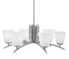 Kurve 6 Light Chandelier, Graphite Finish, 4.5" Square White Muslin Glass (3706-GP-460)