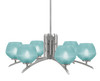 Kurve 6 Light Chandelier, Graphite Finish, 6" Turquoise Textured Glass (3706-GP-4625)