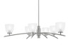 Kurve 6 Light Chandelier, Graphite Finish, 5" Clear Ribbed Glass (3746-GP-500)