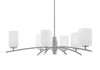 Kurve 6 Light Chandelier, Graphite Finish, 3.5" Square White Marble Glass (3746-GP-541)