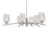 Kurve 6 Light Chandelier, Graphite Finish, 5" Silver Textured Glass (3746-GP-4253)