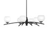 Kurve 6 Light Chandelier, Matte Black Finish, 5.75" White Marble Glass (3746-MB-4101)