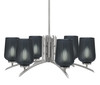 Kurve 6 Light Chandelier, Graphite Finish, 5" Smoke Textured Glass (3706-GP-4252)