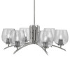 Kurve 6 Light Chandelier, Graphite Finish, 6" Smoke Bubble Glass (3706-GP-4812)