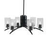 Kurve 6 Light Chandelier, Matte Black Finish, 4" Smoke Bubble Glass (3706-MB-3002)