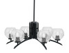 Kurve 6 Light Chandelier, Matte Black Finish, 5.75" Smoke Bubble Glass (3706-MB-4102)