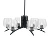 Kurve 6 Light Chandelier, Matte Black Finish, 6" Smoke Bubble Glass (3706-MB-4812)