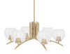 Kurve 6 Light Chandelier, New Age Brass Finish, 5.75" Clear Bubble Glass (3706-NAB-4100)