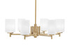 Franklin 6 Light, Chandelier, New Age Brass Finish, 3.5" Square White Marble Glass (1206-NAB-541)