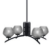 Kurve 4 Light Chandelier, Matte Black Finish, 6" Smoke Textured Glass (3704-MB-4622)