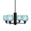 Edge 4 Light Chandelier, Espresso Finish, 6" Turquoise Textured Glass (1154-ES-4605)