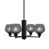 Edge 4 Light Chandelier, Espresso Finish, 6" Smoke Textured Glass (1154-ES-4622)