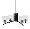 Kurve 4 Light Chandelier, Matte Black Finish, 4.5" Square Clear Bubble Glass (3704-MB-461)