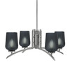 Kurve 4 Light Chandelier, Graphite Finish, 5" Smoke Textured Glass (3704-GP-4252)