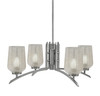 Kurve 4 Light Chandelier, Graphite Finish, 5" Silver Textured Glass (3704-GP-4253)