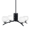 Kurve 4 Light Chandelier, Matte Black Finish, 5.75" White Marble Glass (3704-MB-4101)