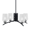 Kurve 4 Light Chandelier, Matte Black Finish, 5" Clear Textured Glass (3704-MB-4250)