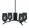 Kurve 4 Light Chandelier, Matte Black Finish, 5" Smoke Textured Glass (3704-MB-4252)