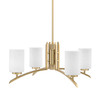 Kurve 4 Light Chandelier, New Age Brass Finish, 4" White Muslin Glass (3704-NAB-310)