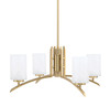 Kurve 4 Light Chandelier, New Age Brass Finish, 4" White Marble Glass (3704-NAB-3001)
