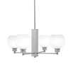 Edge 4 Light Chandelier, Brushed Nickel Finish, 5.75" White Marble Glass (1154-BN-4101)