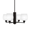 Edge 4 Light Chandelier, Espresso Finish, 6" White Marble Glass (1154-ES-4811)