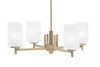 Franklin 4 Light, Chandelier, New Age Brass Finish, 3.5" Square White Marble Glass (1204-NAB-541)