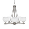 Uptowne 5 Light, Uplight, Chandelier, Aged Silver Finish, 5.75" White Marble Glass (325-AS-4101)