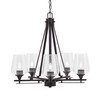 Uptowne 5 Light, Uplight, Chandelier, Dark Granite Finish, 5" Clear Bubble Glass (325-DG-210)