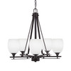 Uptowne 5 Light, Uplight, Chandelier, Dark Granite Finish, 5" White Linen Glass (325-DG-615)