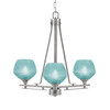 Uptowne 3 Light, Uplight, Chandelier, Aged Silver Finish, 6" Turquoise Textured Glass (323-AS-4625)