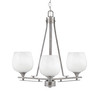 Uptowne 3 Light, Uplight, Chandelier, Aged Silver Finish, 6" White Marble Glass  (323-AS-4811)